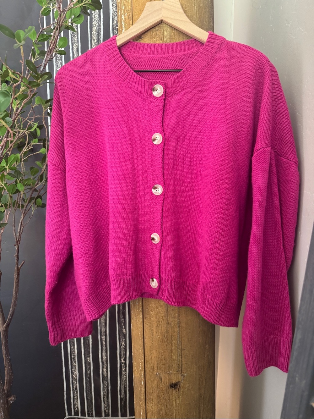 NWOT Fuchsia Button-Front Women's Cardigan Sweater